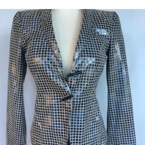 GIORGIO ARMANI LEATHER FITTED JACKET - Picture 1 of 8